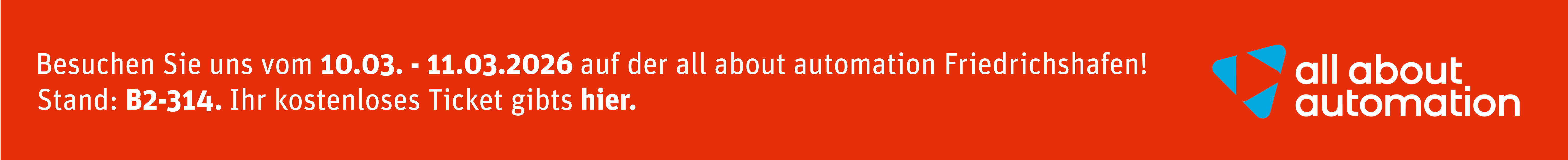 Hinweis auf Messeauftritt all about automation Friedrichshafen