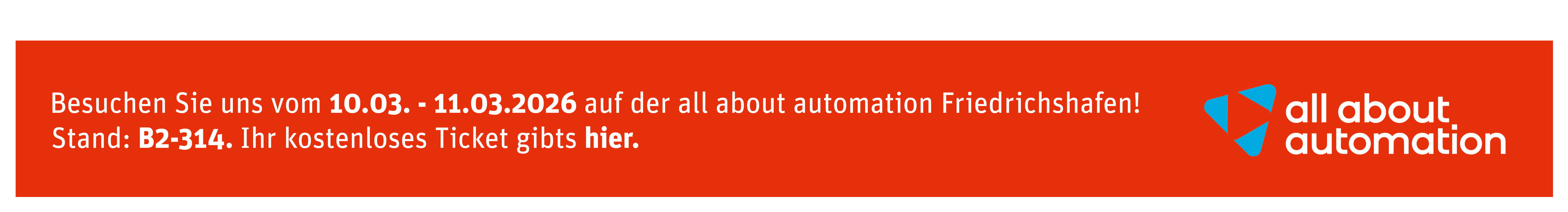 Hinweis auf Messeauftritt all about automation Friedrichshafen